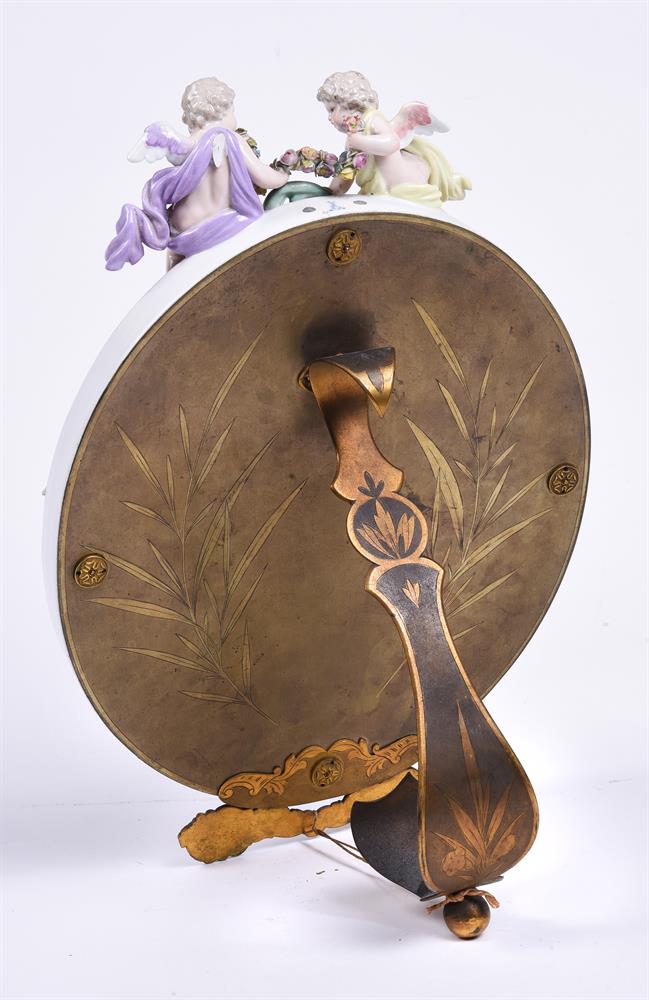 A Meissen flower encrusted and gilt metal mounted oval strut looking glass - Image 3 of 3