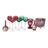 A selection of Bohemian and Czech coloured glass