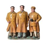A glazed pottery group of Chairman Mao and attendants
