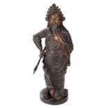 A Japanese bronze figure of warrior