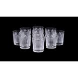 Lalique, Crystal Lalique, femmes, a set of ten frosted and clear glass tumblers