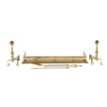 A group of various brass fire furniture