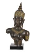 A bronze female bust