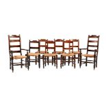 A harlequin set of eight kitchen or dining chairs