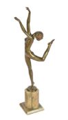 After Joseph Lorenzl, an Art Deco cast gilt metal model of a dancer