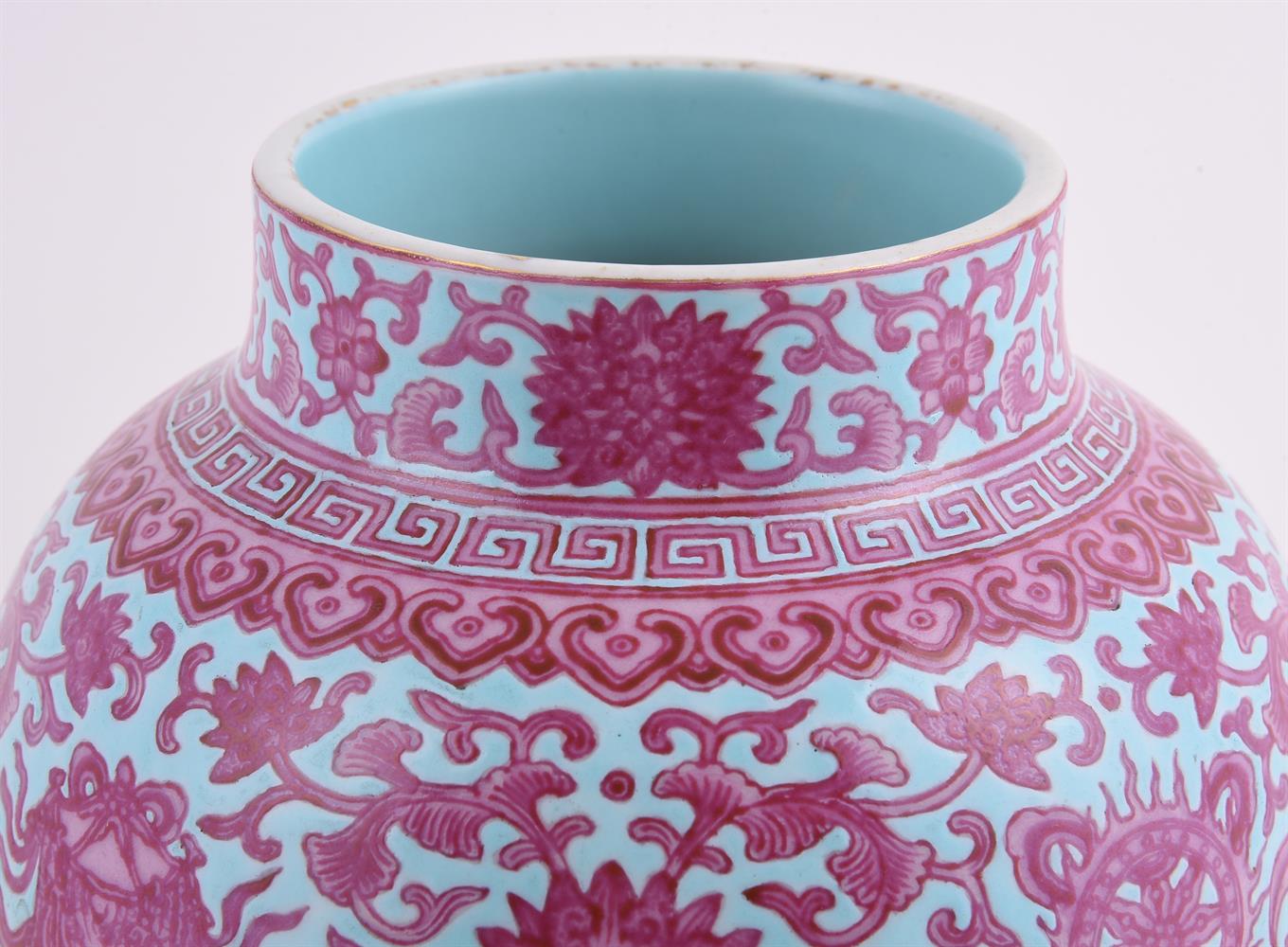 A Chinese turquoise ground 'Lotus' vase - Image 3 of 4