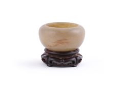 A Chinese celadon jade small bowl or brush washer