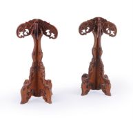 A rare pair of Chinese hardwood collapsible travelling hat stands