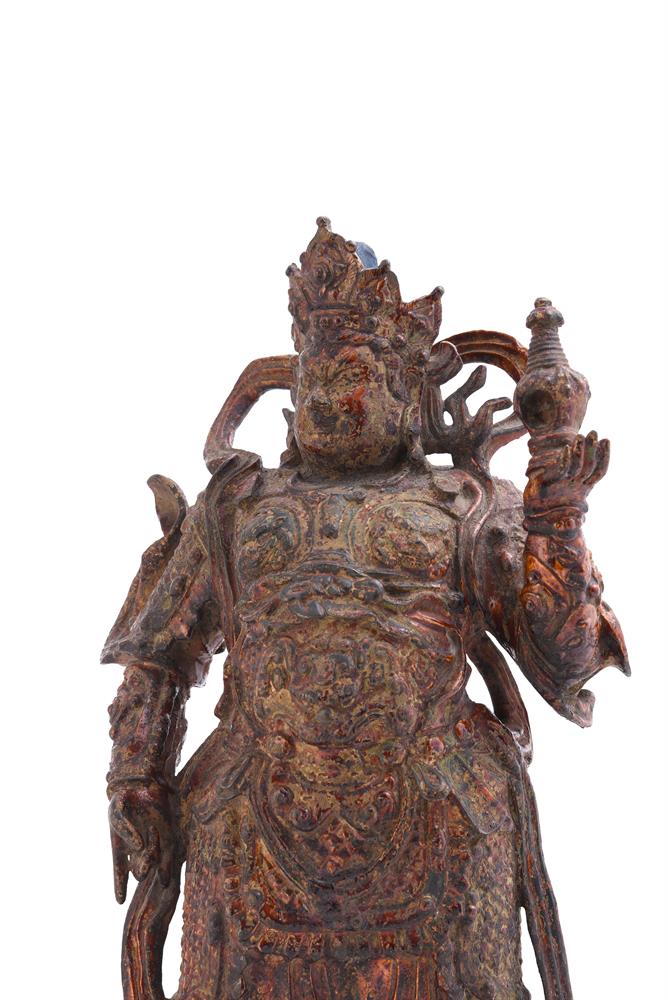 A large Chinese bronze heavily cast Guardian figure - Image 2 of 5