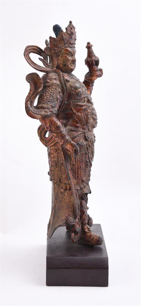 A large Chinese bronze heavily cast Guardian figure - Image 3 of 5