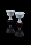 A rare pair of Chinese 'Pheonix' stem cups
