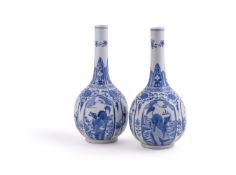 A pair of Chinese blue and white bottle vases
