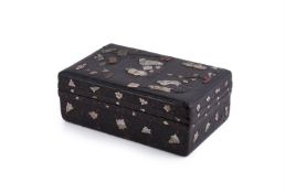 A Chinese black lacquer inlaid box and cover