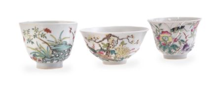 Two Chinese famille rose cups