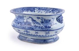 A large Chinese blue and white oval cistern