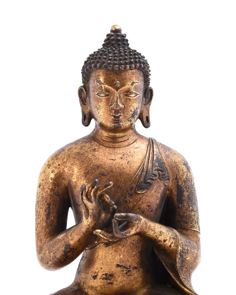 A Chinese gilt bronze Buddha - Image 2 of 7