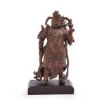 A large Chinese bronze heavily cast Guardian figure