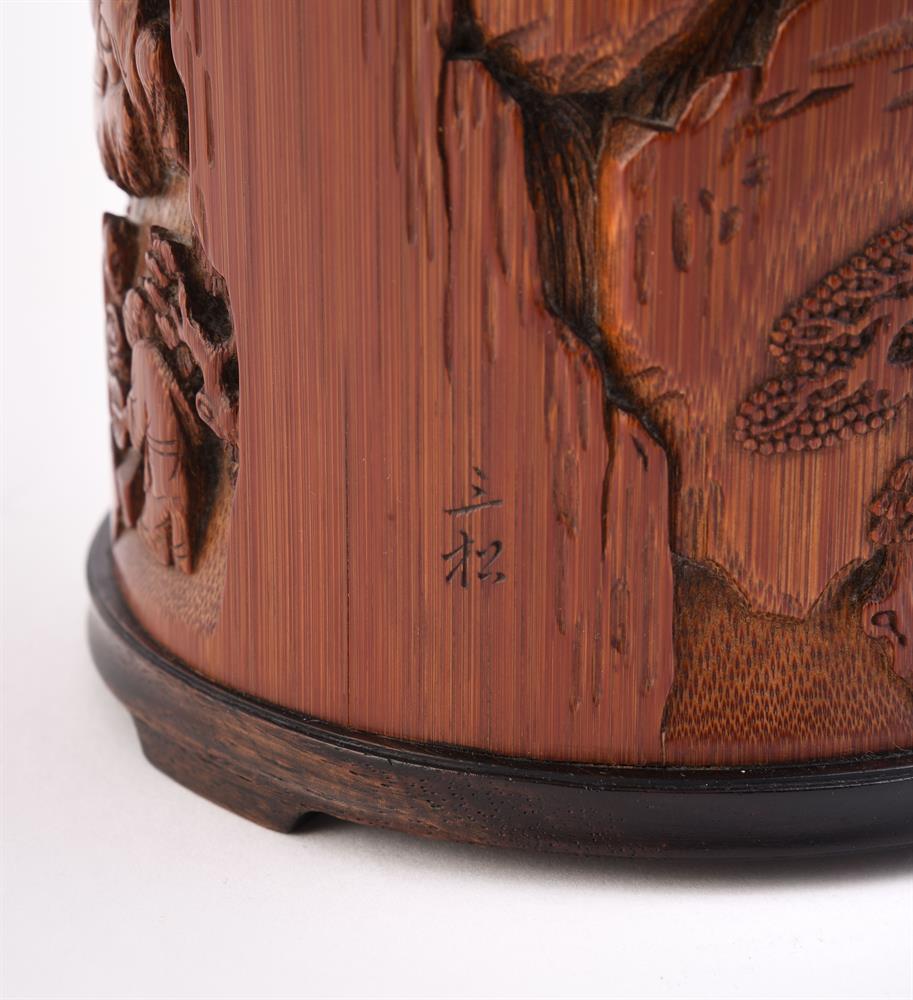 A good Bamboo 'Seven Sages' brush vase - Image 5 of 6