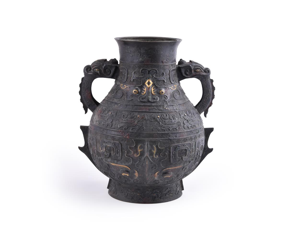 A large Chinese inlaid bronze vase