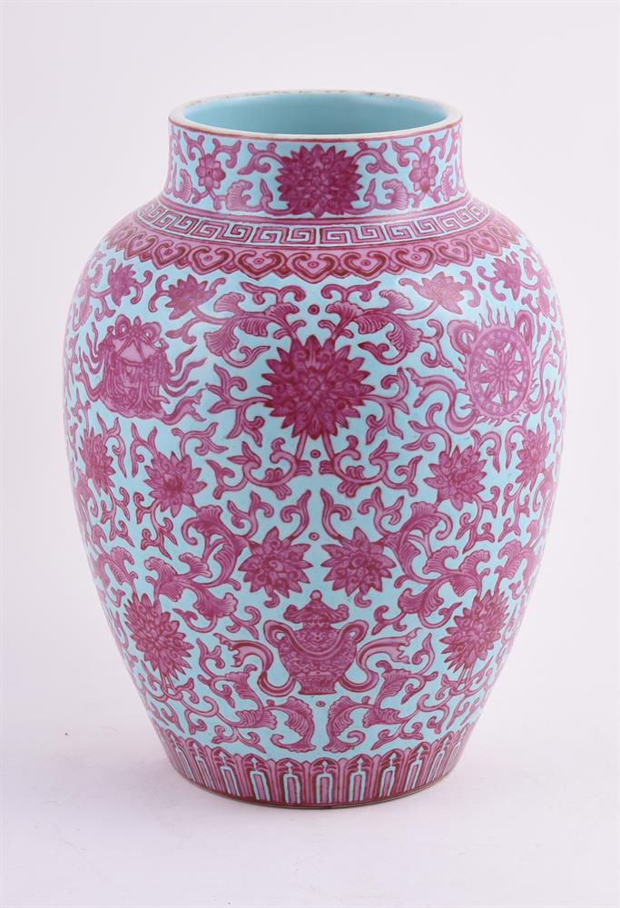 A Chinese turquoise ground 'Lotus' vase - Image 2 of 4