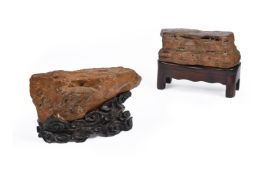 Two large Chinese yellow 'wax' scholar's rocks