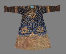 A fine Chinese blue 'dragon' robe