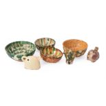 Three Chinese Sancai pottery bowls