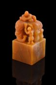 A Chinese yellow soapstone seal