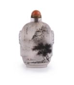 A large Chinese glass internally decorated snuff bottle