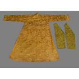 A Grand Tibetan chuba made of Chinese yellow brocade