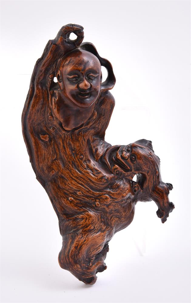 A rootwood carving of a Luohan - Image 2 of 5