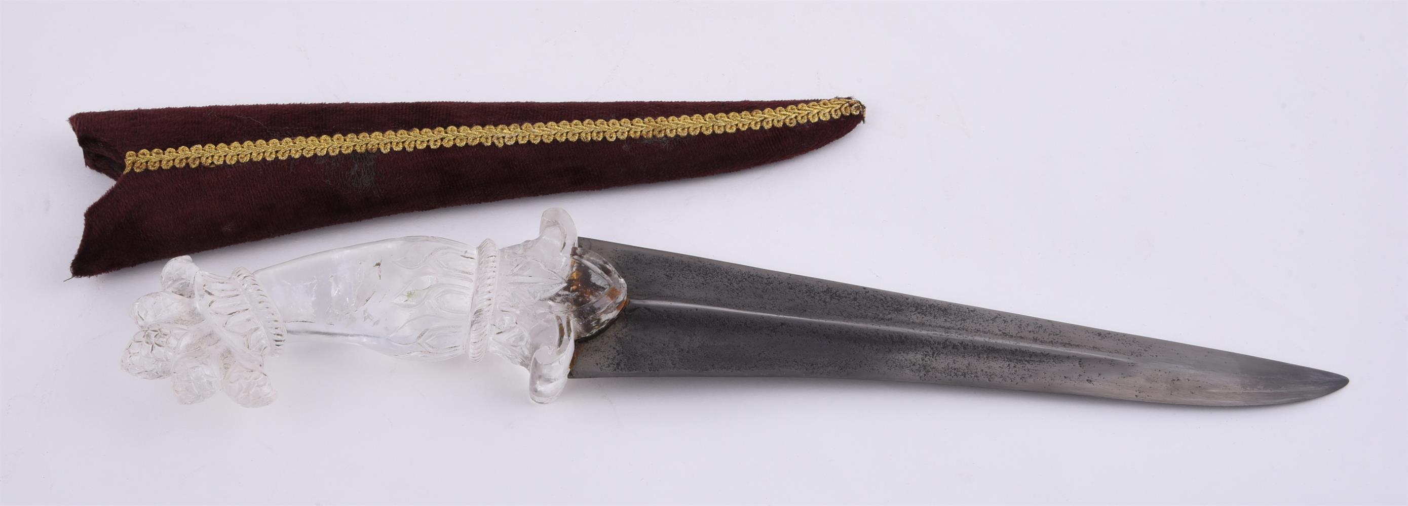 A Mughal style rock crystal floral form dagger with associated blade - Image 3 of 3