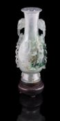 A Chinese green hardstone 'Dragon' vase