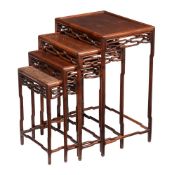 A nest of Chinese hardwood quartetto tables