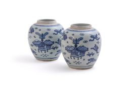 A pair of Chinese blue and white ginger jars