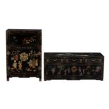 A Chinese black lacquered low cabinet