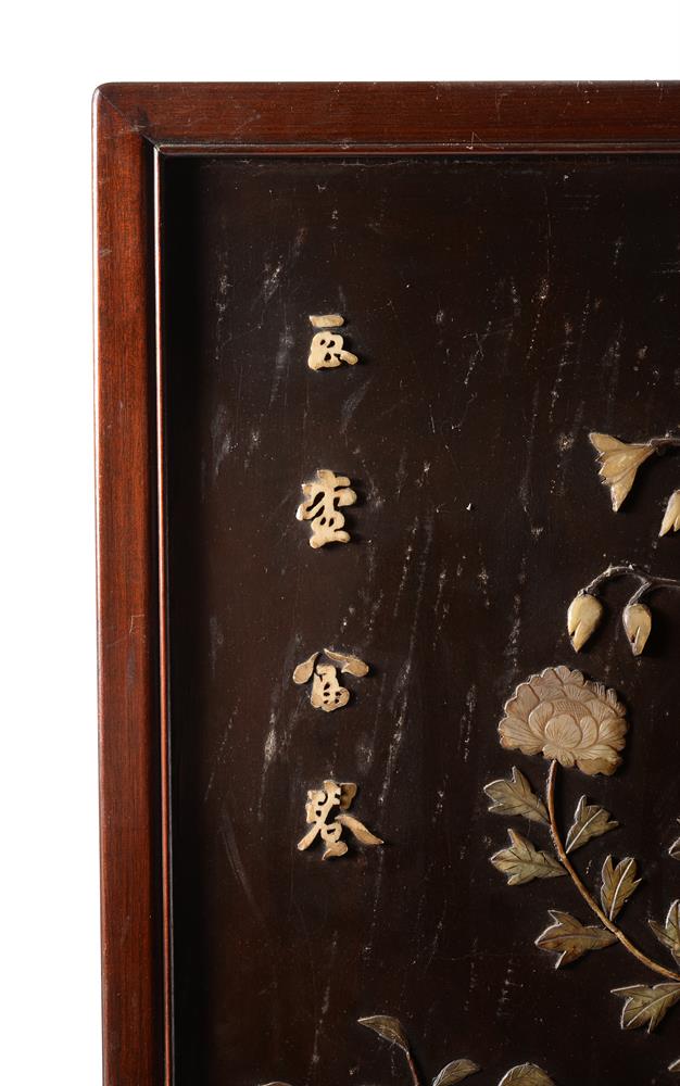 A pair of Chinese hardwood screens with hardstone inlay - Image 14 of 14