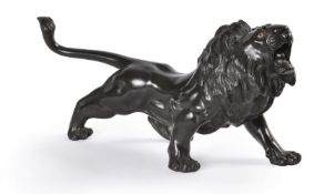 Genryusai Seiya: A Japanese Cast Bronze Model of a Lion