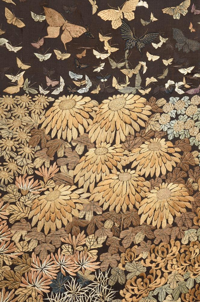 A Japanese Four Fold Textile Screen - Image 2 of 5