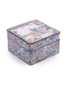 A Chinese enamel square box and cover