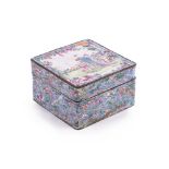 A Chinese enamel square box and cover