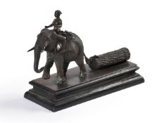 A Burmese bronze of an Elephant and rider