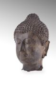 A fine Sukhothai bronze head of Buddha