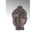 A fine Sukhothai bronze head of Buddha