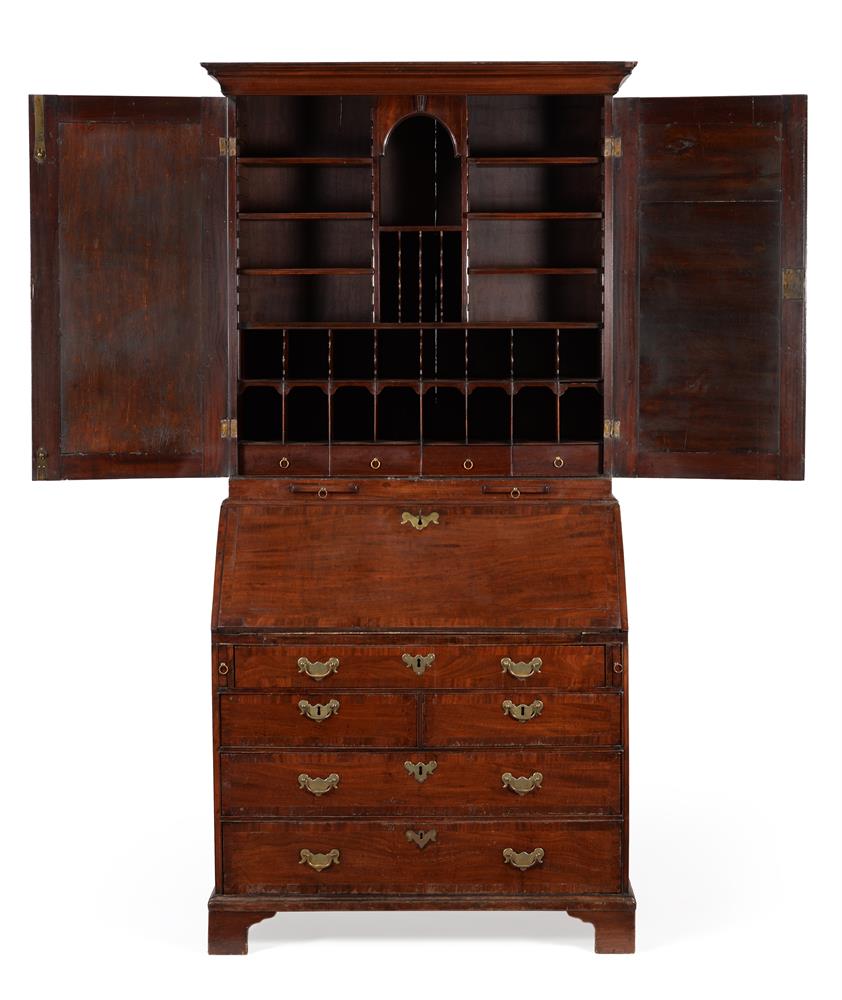 A George II mahogany and crossbanded bureau cabinet - Image 3 of 5