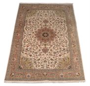 A part silk Persian rug