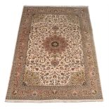 A part silk Persian rug