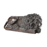 After Antonio Canova (Venetian 1757-1822), A bronze model of a recumbent lion