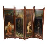 A mahogany four-fold screen