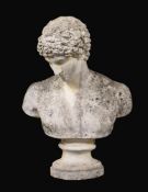 A cast composition bust of a classical gentleman